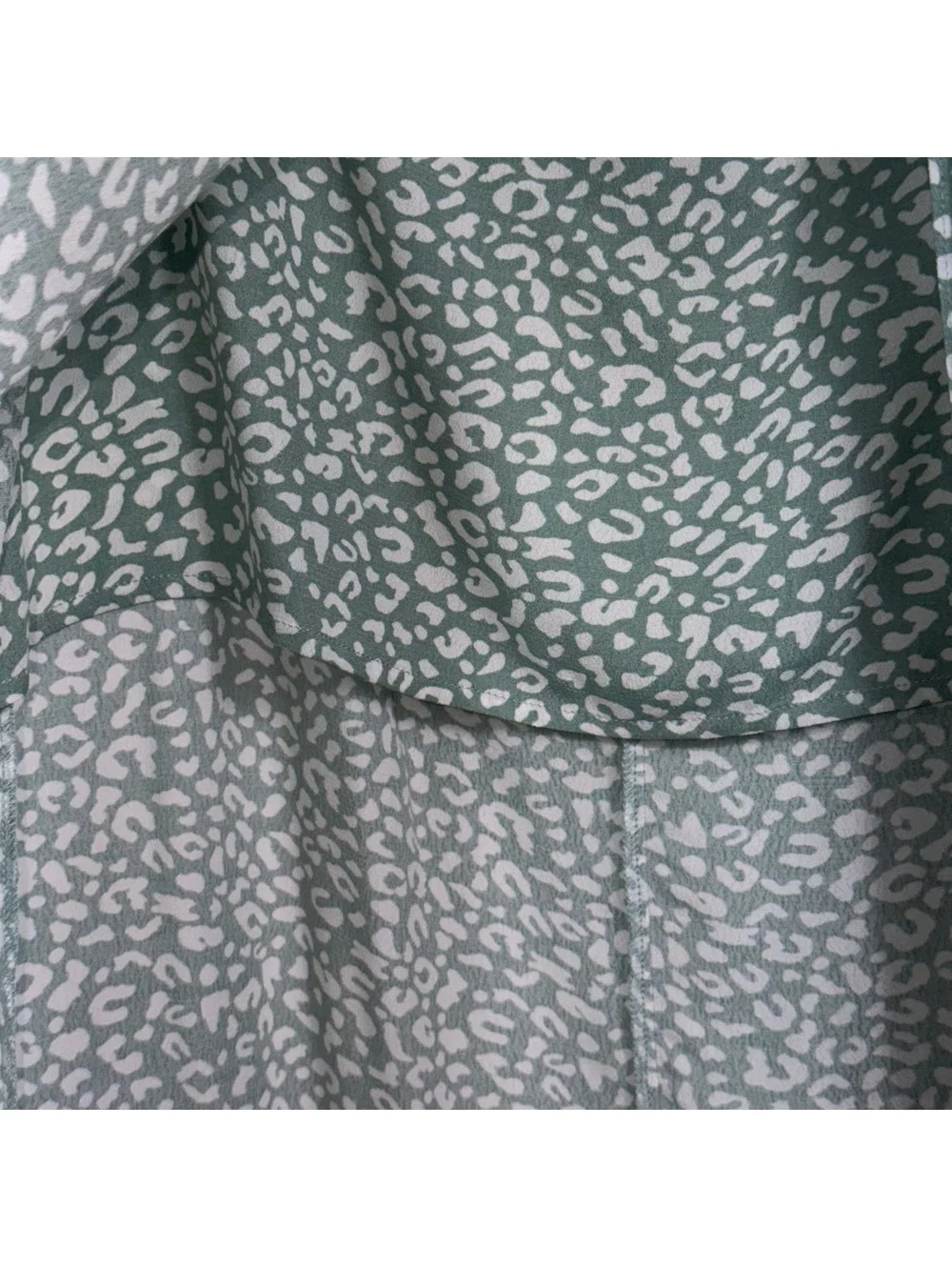 Blue Rain Women’s Small Sage Green Animal Print Wrap Maxi Skirt High Slit
